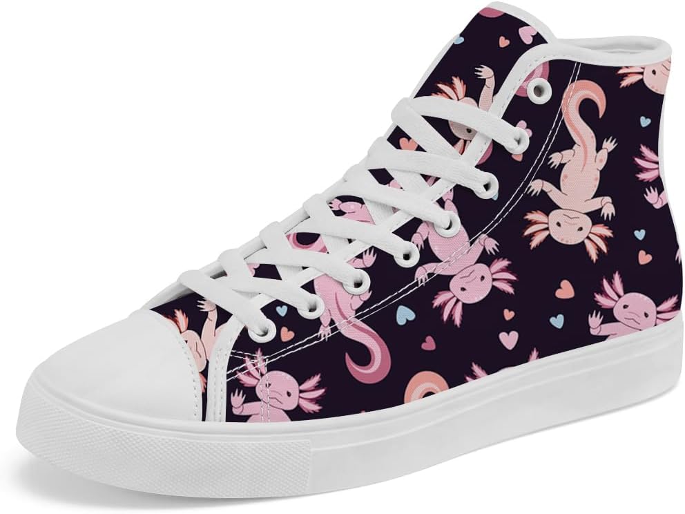 

Мужские и женские высокие кеды Axolotl, высокие тканевые кроссовки на шнуровке, повседневная обувь, подарок для мужчин и женщин Chebing, розовый