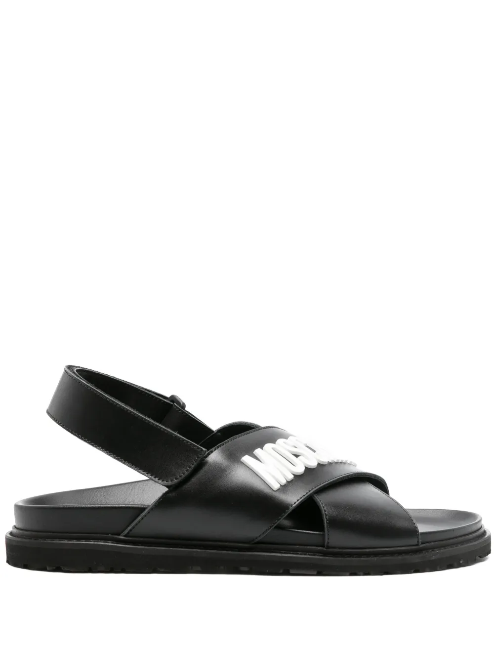 

Сандалии с перекрестными ремешками и логотипом Moschino, черный