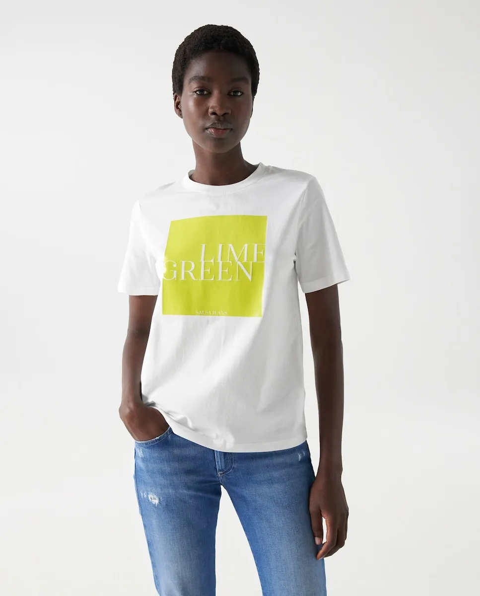 

Женская футболка с коротким рукавом и рисунком на передней стороне Salsa Jeans, белый