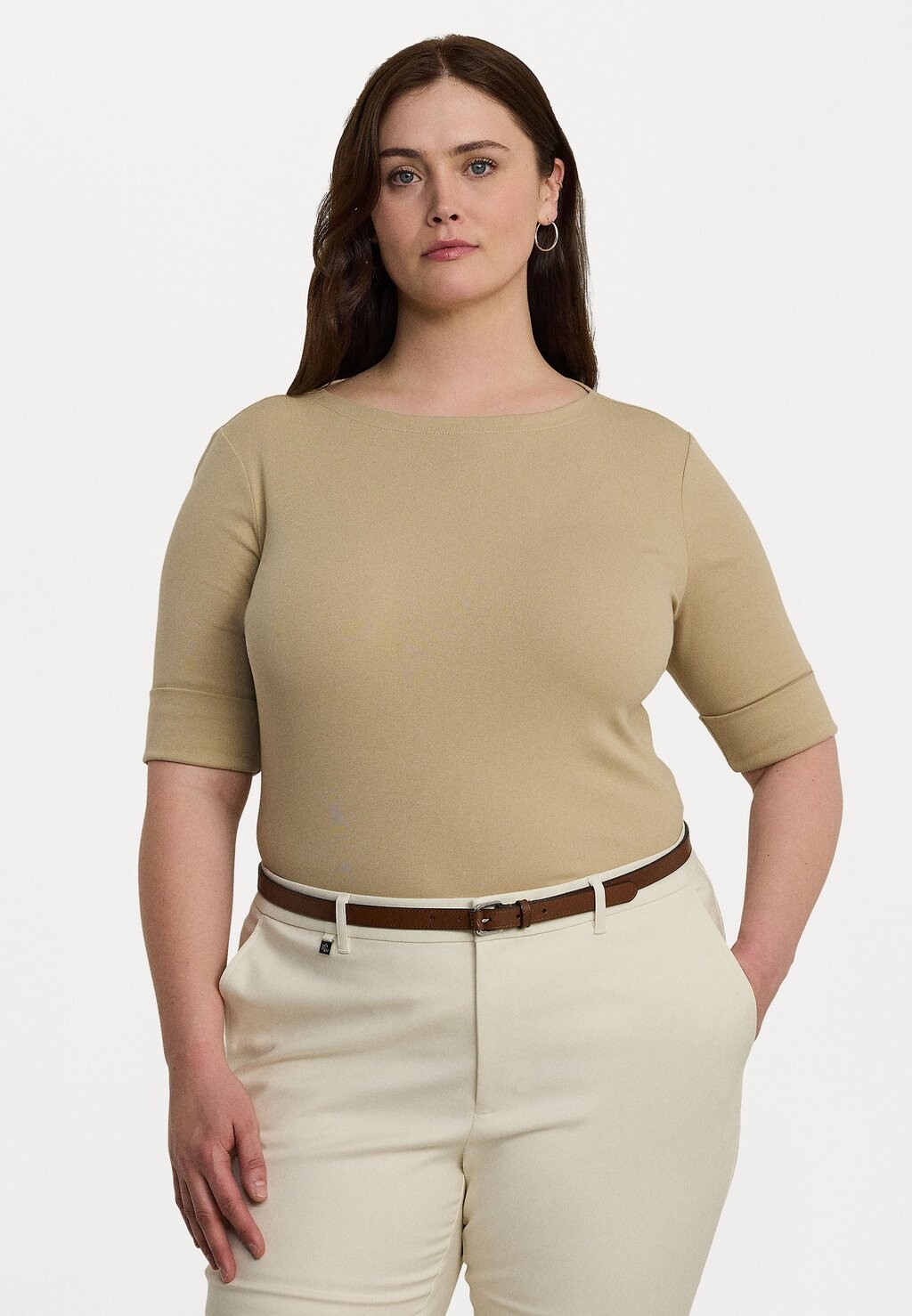 

Базовая футболка STRETCH COTTON BOATNECK TEE Ralph Lauren, цвет Birch Tan