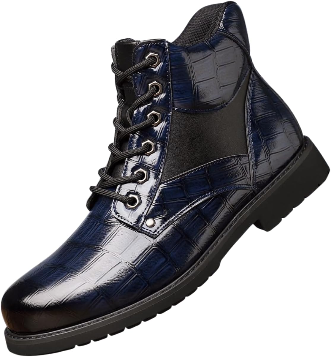 

Мужские ботинки Santimon с тиснением под крокодила, повседневные, на шнуровке, оксфорды, синий