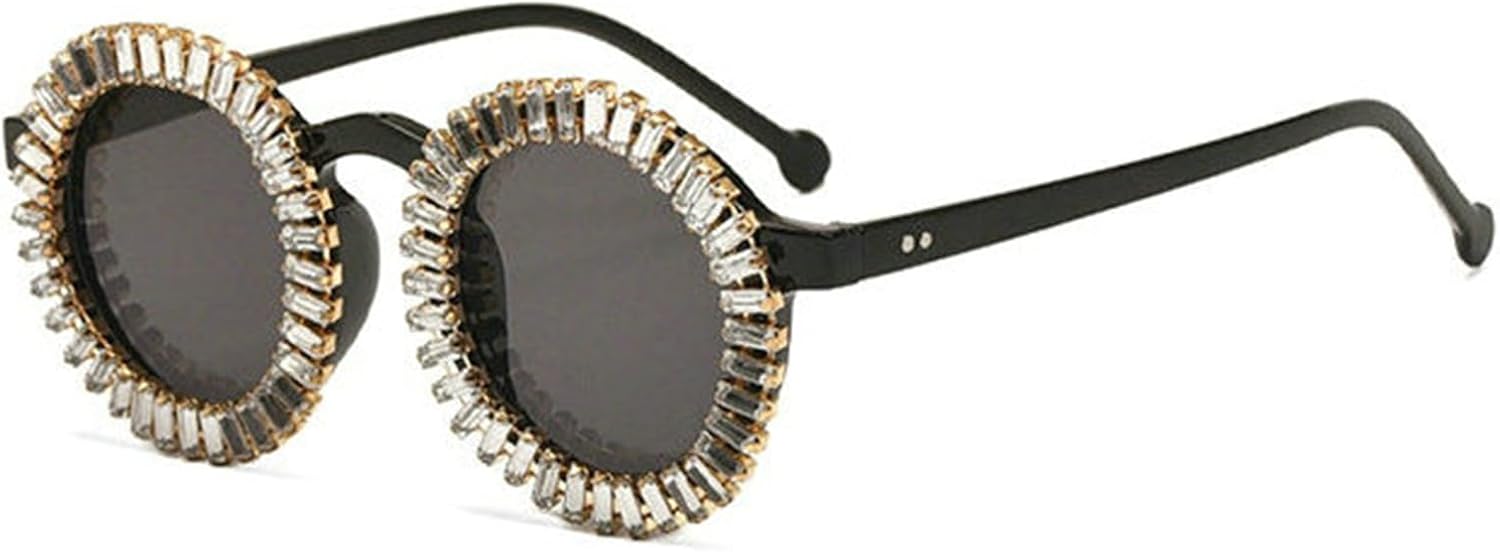 

Willochra Модные солнцезащитные очки со стразами, женские солнцезащитные очки с кристаллами и бриллиантами, разноцветные круглые солнцезащитные очки с блестками, Black White