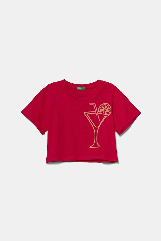 

Детская хлопковая футболка United Colors Of Benetton, розовый