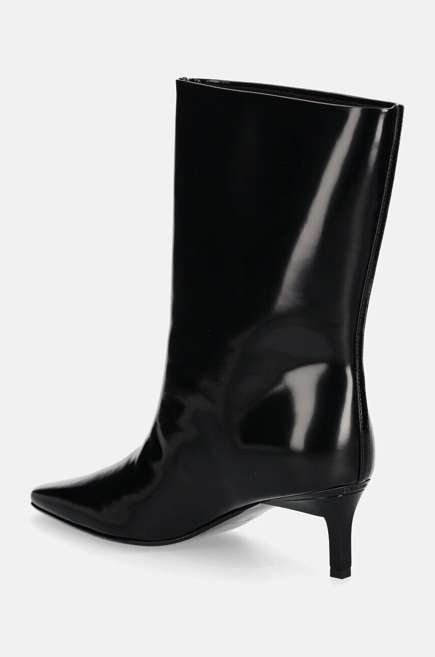 Кожаные ботильоны Calvin Klein HEEL MID BOOT 50 LTH, черный — фото 4