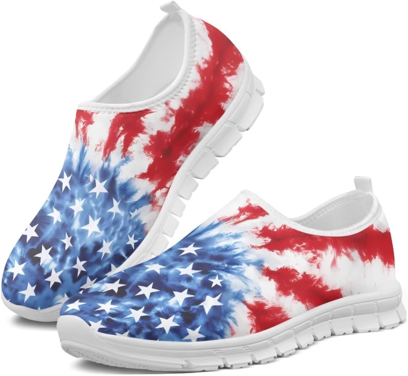 

Мужские слипоны Howilath с принтом флага, повседневные кроссовки для бега, мокасины с противоскользящей подошвой из ЭВА, 11 Tie Dye American Flag