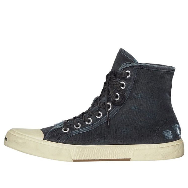 

Кроссовки paris high top sneakers 'black destroyed cotton and white rubber' Balenciaga, синий