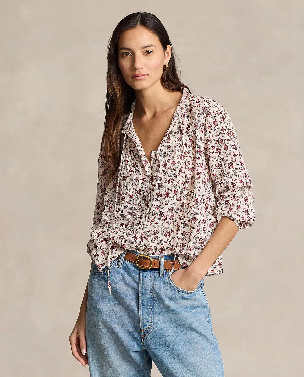 

Женская блузка с длинными рукавами и цветами Polo Ralph Lauren, мультиколор