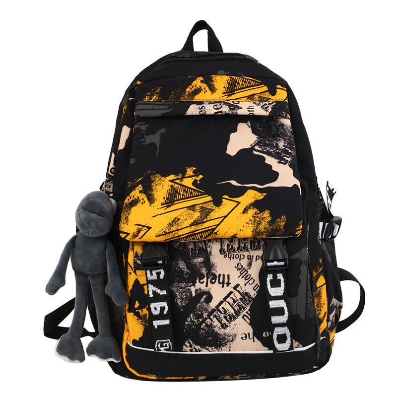 

BALANG Нейлоновый рюкзак унисекс желтый с подвесками, Yellow+Charm