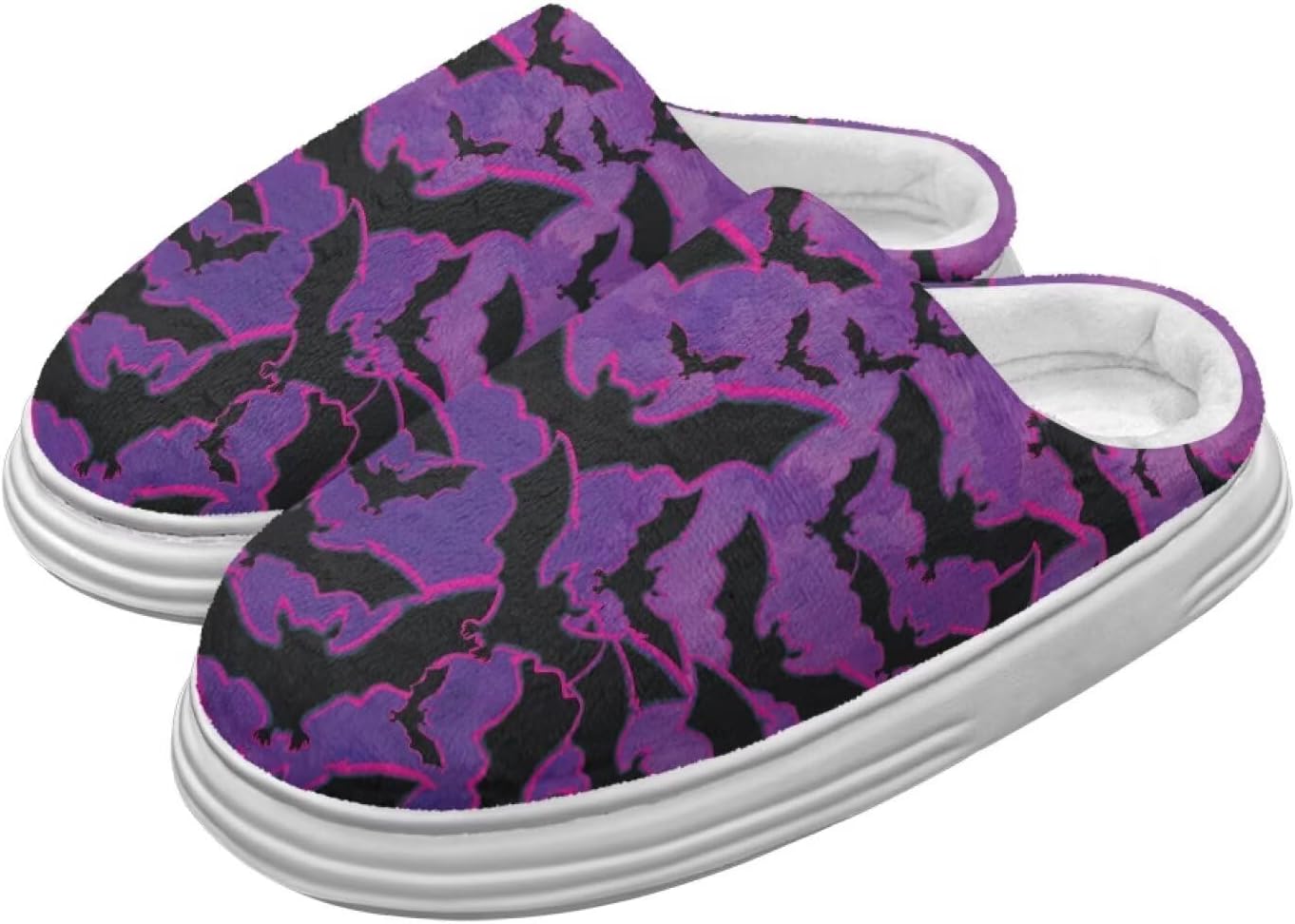 

Милые пушистые домашние тапочки для женщин и мужчин, мягкие плюшевые теплые праздничные тапочки, зимние уютные тапочки для спальни, размеры США 4-10 Chririnla, Gothic Bat