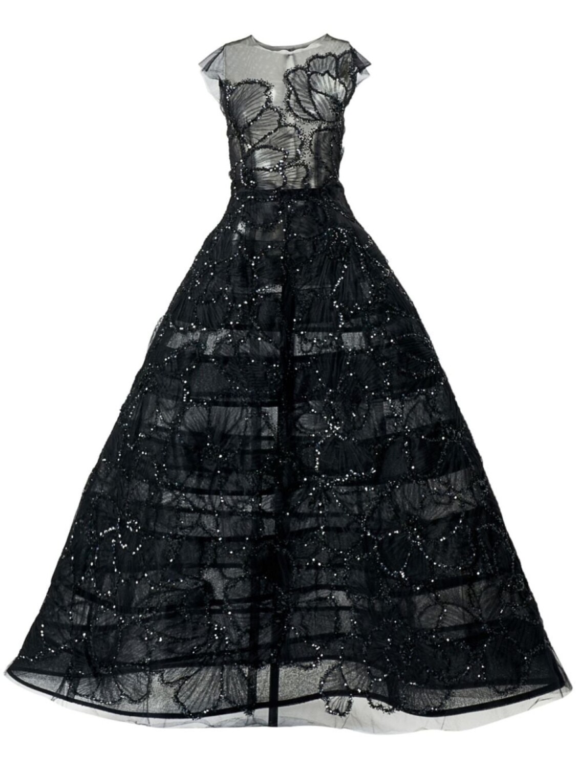 

Вечернее платье с цветочной вышивкой Carolina Herrera, черный