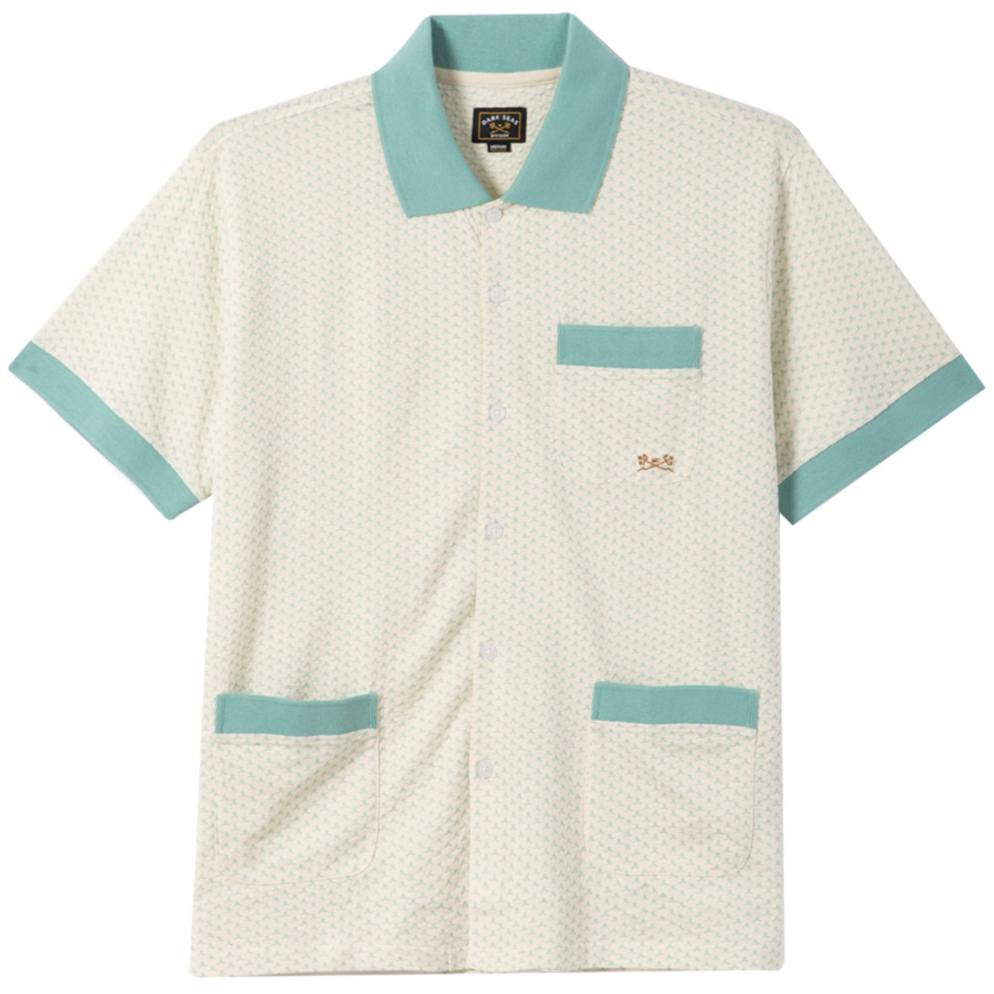 

Мужская вязаная рубашка с коротким рукавом "Гомер" Dark Seas, Antique/Blue