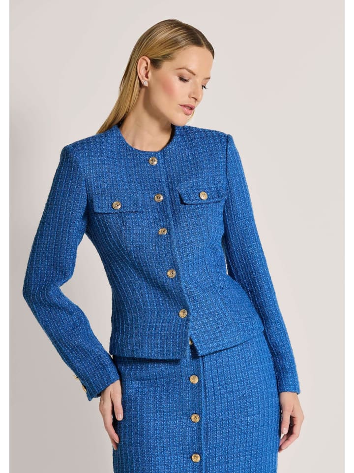 

MADELEINE Короткий блейзер от кутюрье с золотистыми пуговицами королевского синего цвета