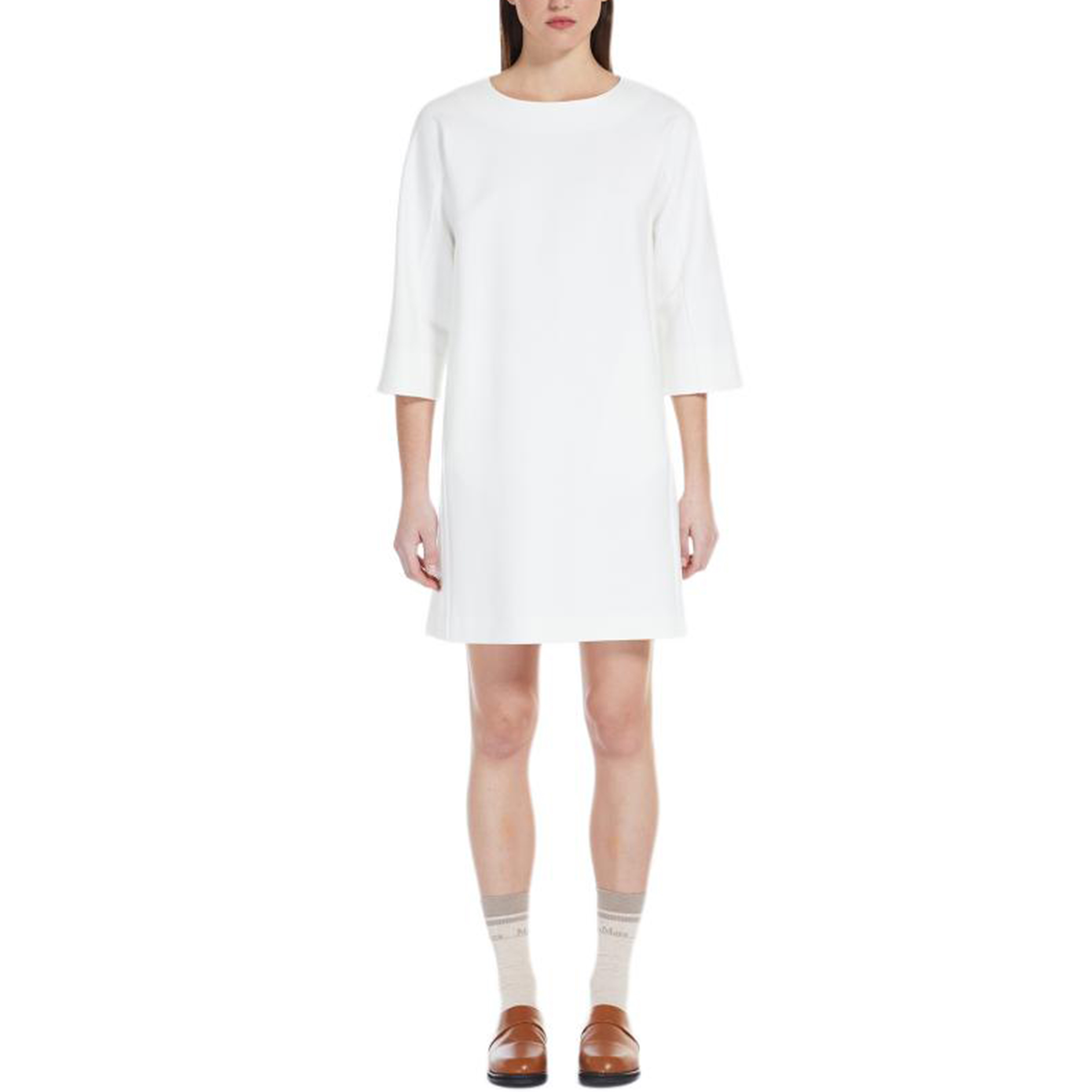 

Женское белое платье с коротким рукавом MaxMara