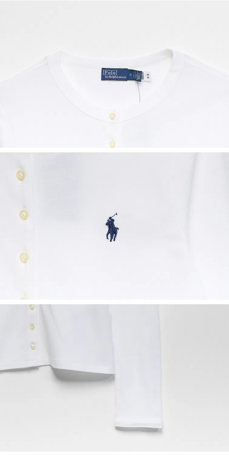 Женский кардиган с длинным рукавом из эластичной сетки белого цвета от Polo Ralph Lauren — фото 4