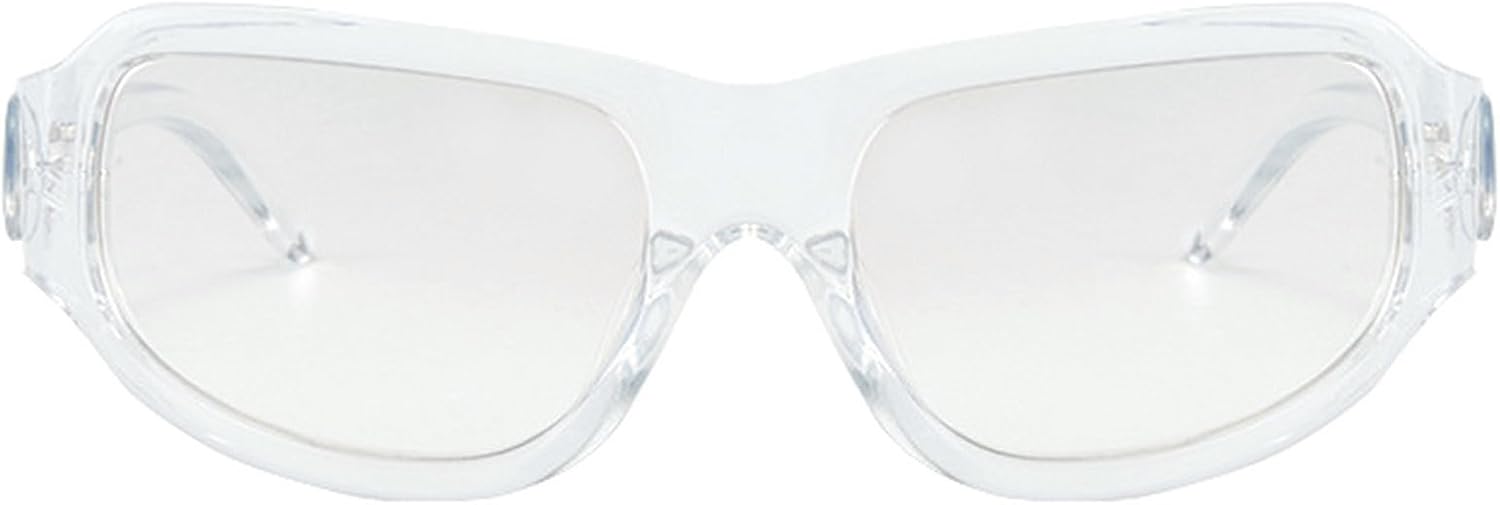 

Солнцезащитные очки-щитки прямоугольной формы для женщин в стиле ретро 90-х и Y2k для мужчин, спортивные солнцезащитные очки Warp Around для мужчин с защитой UV400 mincl, Clear