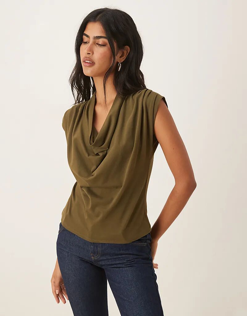 

Футболка ASOS DESIGN с капюшоном и драпировкой оливкового цвета