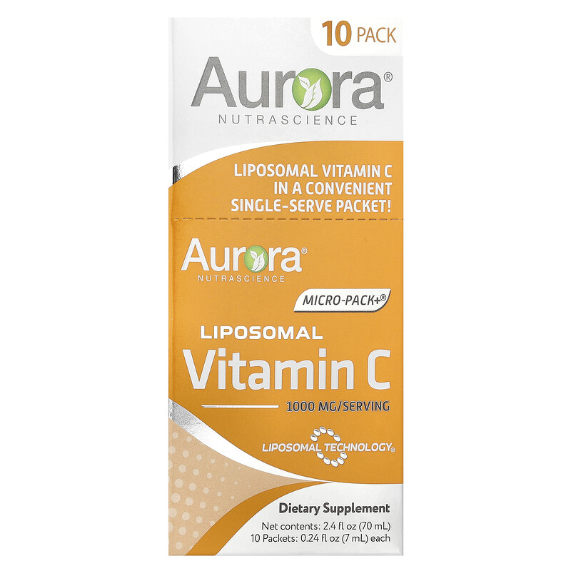 

Aurora Nutrascience, Micro-Pack + , липосомальный витамин C, 1000 мг, 10 пакетиков по 7 мл (0,24 жидк. Унции)