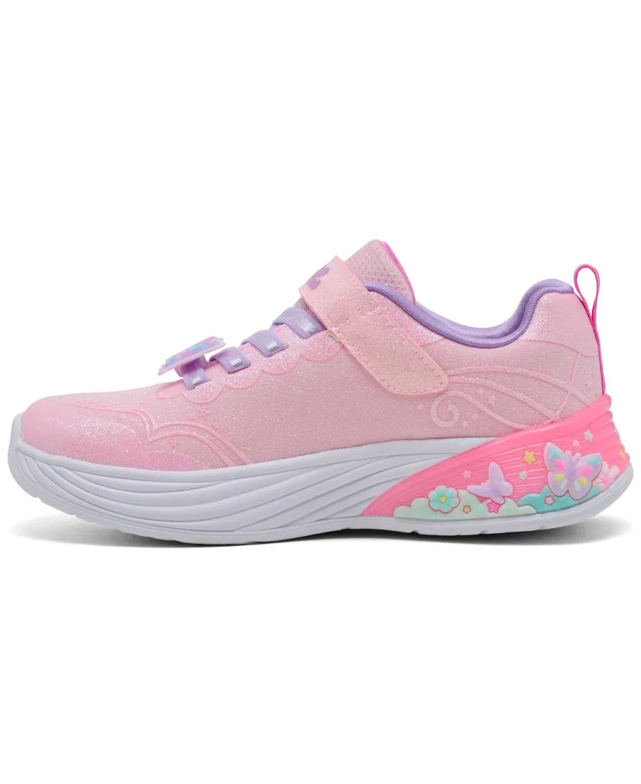 Детские кроссовки S-Lights: Butterfly Bliss с застежкой-ремешком и подсветкой от Finish Line для девочек Skechers, розовый — фото 3