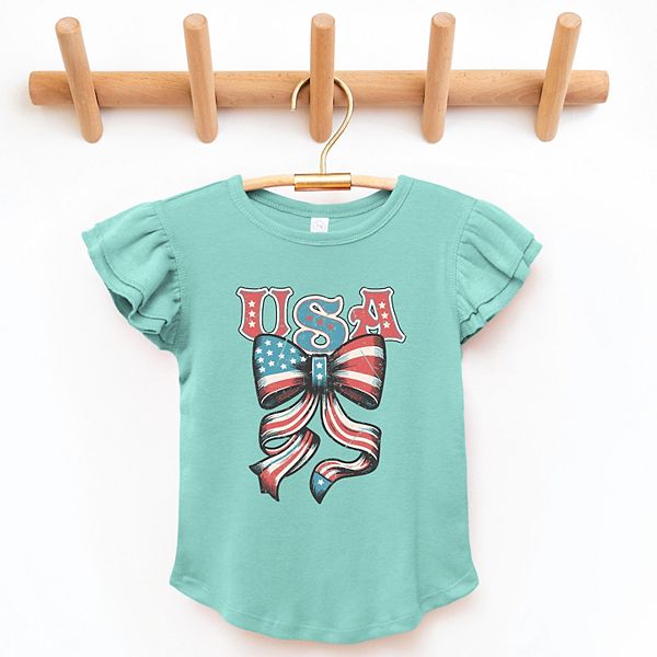 

Футболка с бантом и рукавами-крылышками Coquette usa grunge The Juniper Shop, Seafoam