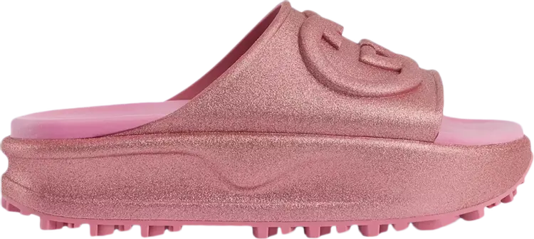 Кроссовки Gucci Wmns Slide Sandal 'Interlocking G - Metallic Rose Pink', розовый