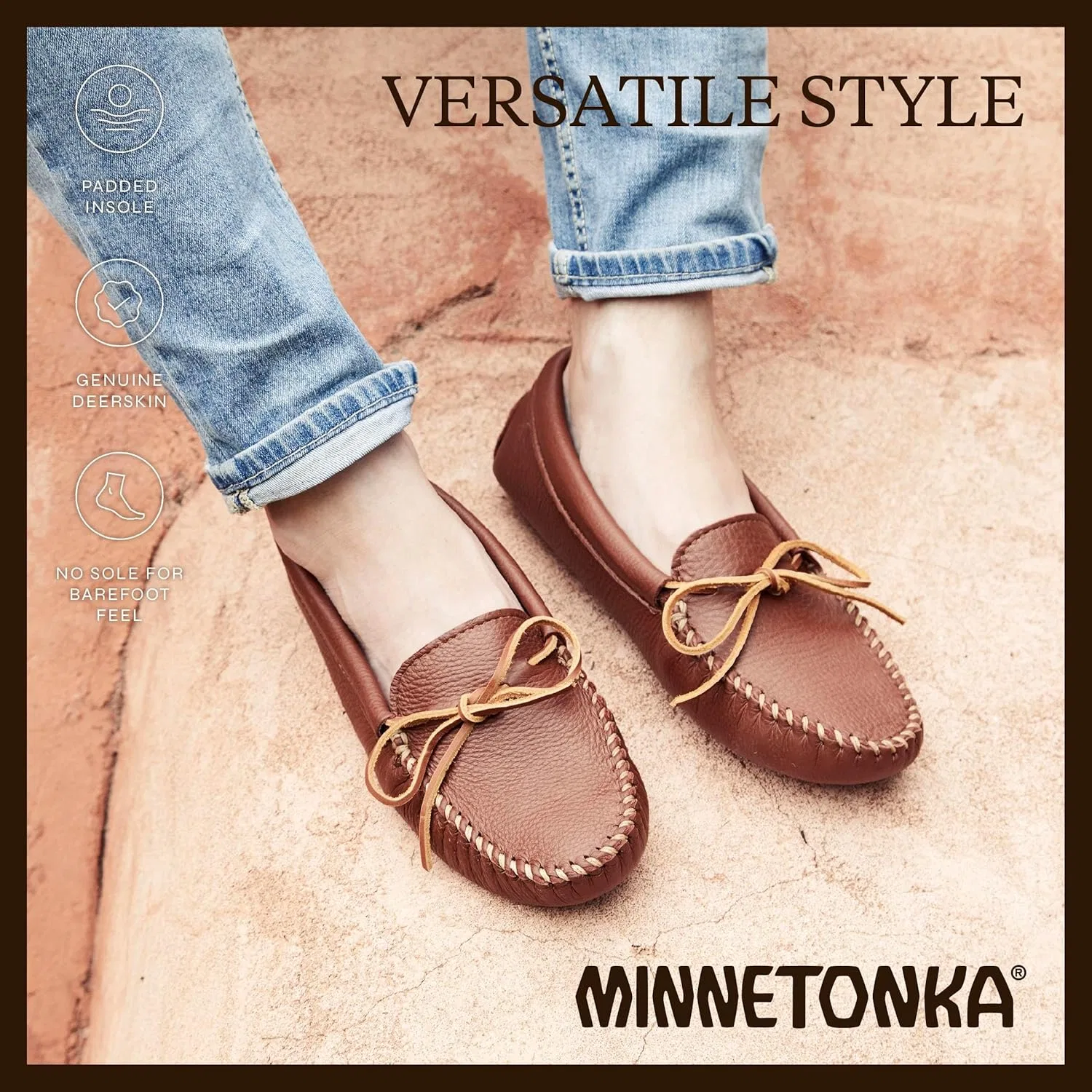 Мокасины из оленьей кожи Minnetonka, Natural Deerskin — фото 2