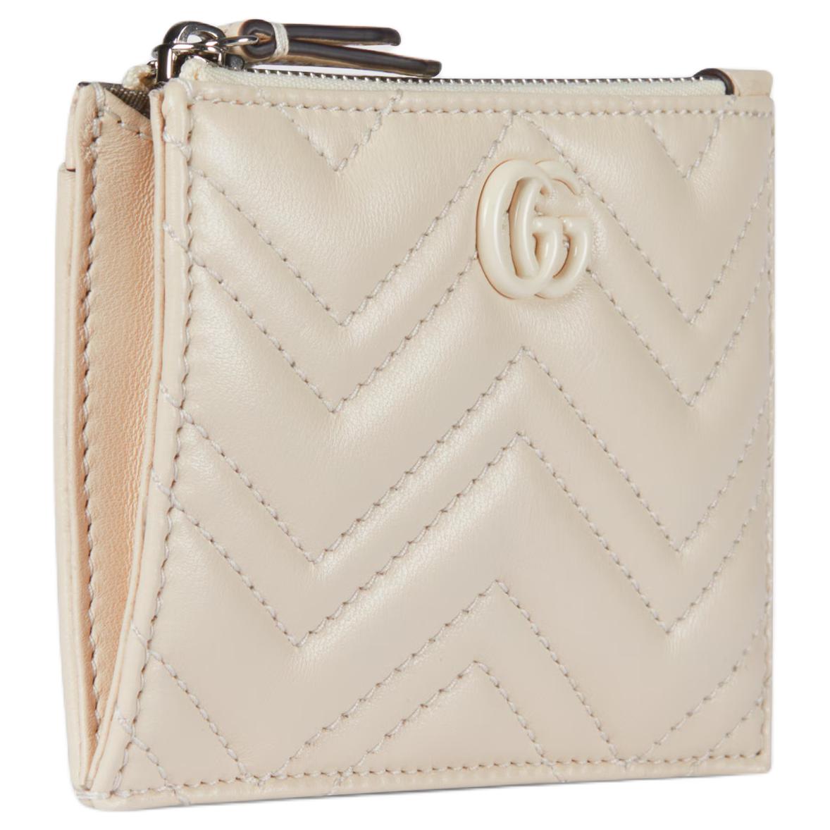GUCCI Кошелек для ключей GG Marmont из кожи Nappa, женский, бежевый — фото 3