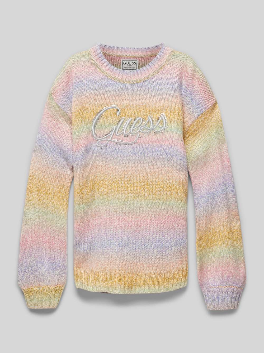 

Вязаный свитер с пришитыми этикетками Guess, розовый