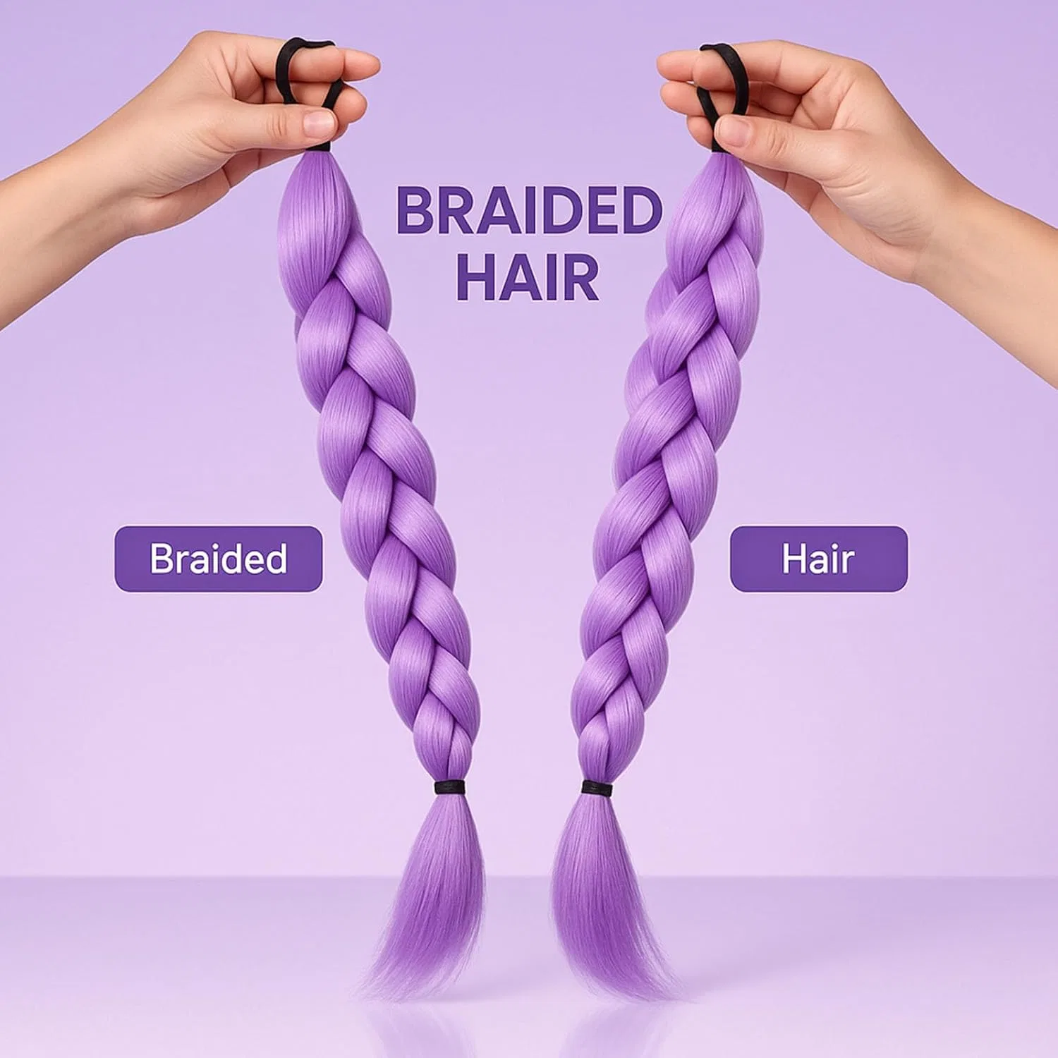 Набор из 2 радужных градиентных накладных волос для хвоста Amazleer, Purple — фото 4