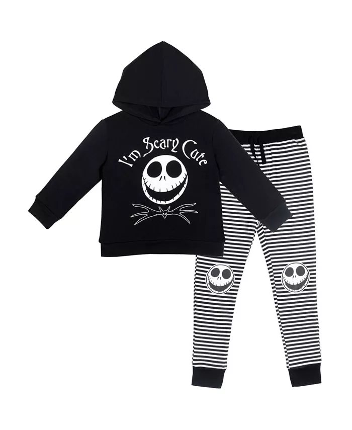 

Детский комплект для мальчиков: худи с капюшоном и брюки из флиса Jack Skellington Nightmare Before Christmas, черный