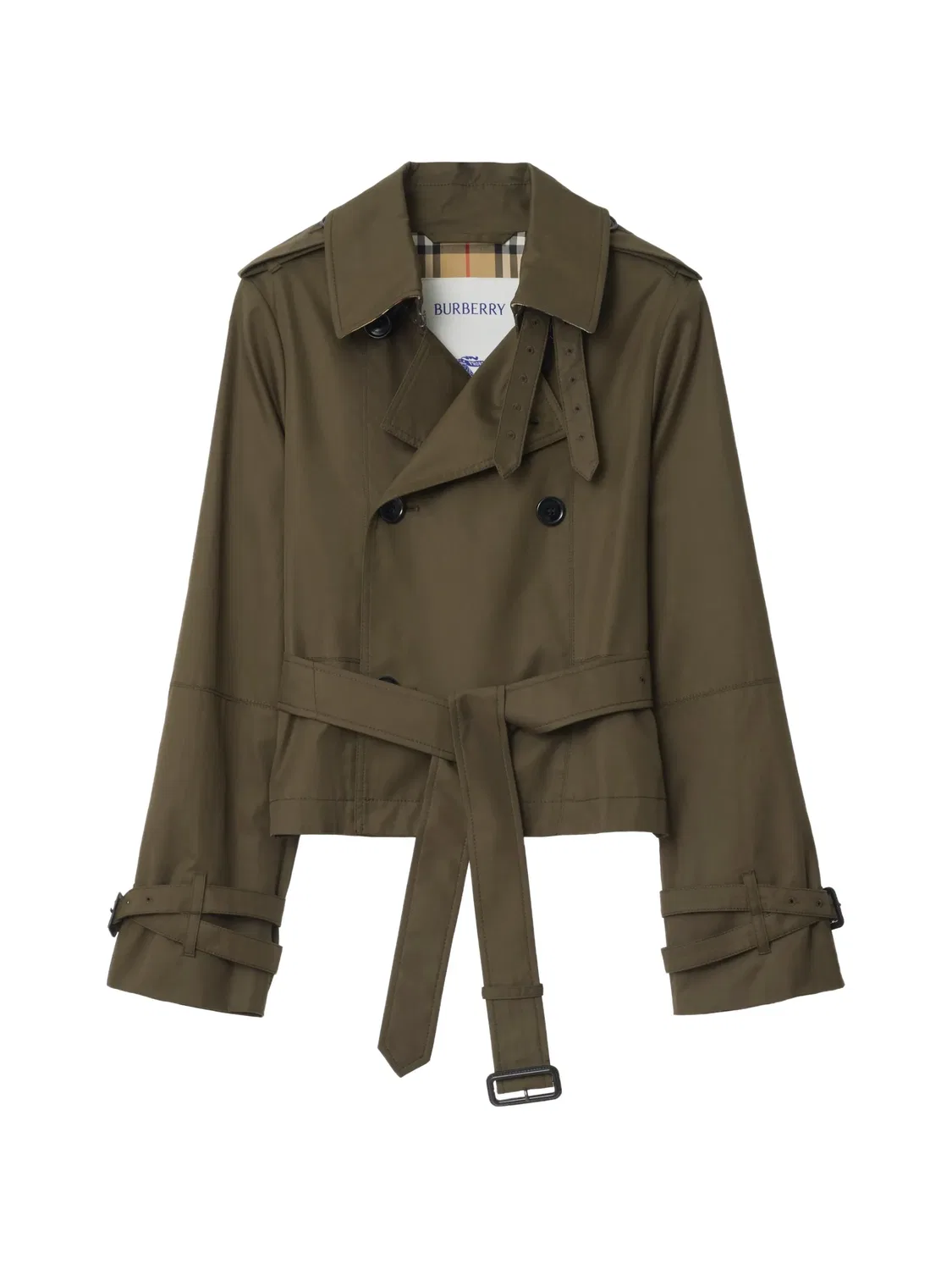 Куртка Burberry, женская, зеленый, с поясом