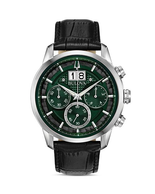 

Хронограф Sutton Classic с большой датой, темно-зеленый циферблат, 44 мм Bulova, цвет Black