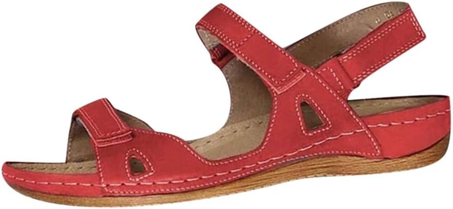 

Женские ортопедические сандалии с открытым носком и двойным ремешком Generic, красный