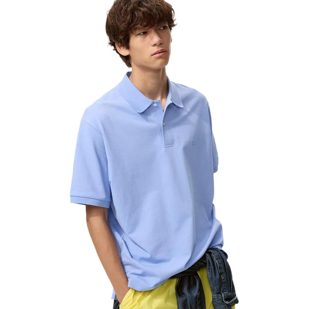 Поло унисекс sky blue с воротником-поло, прямой крой UNIQLO