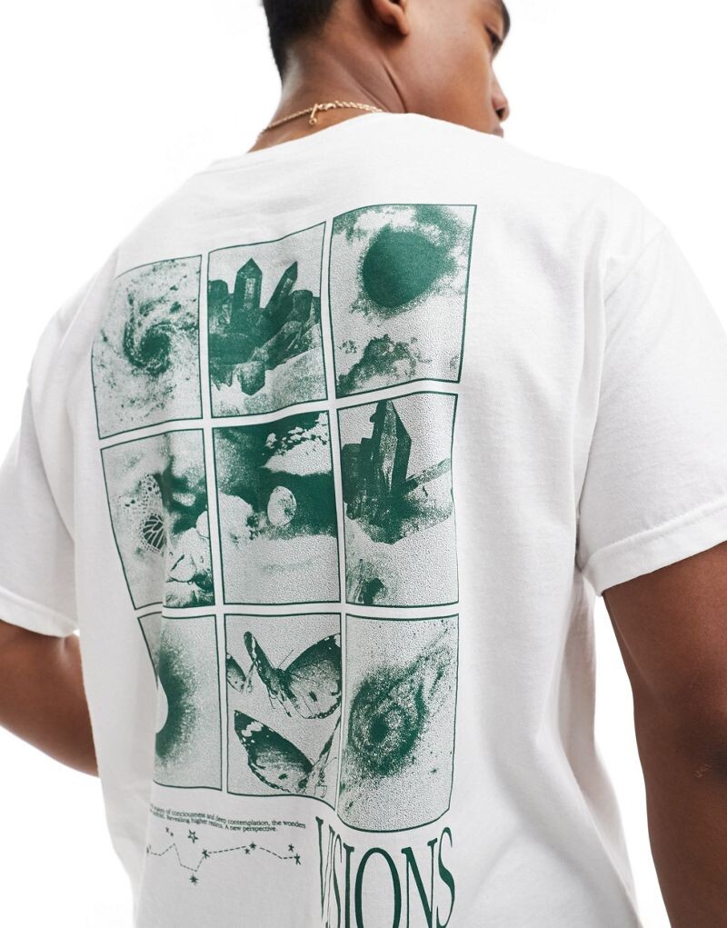 

ASOS DESIGN — белая футболка оверсайз с принтом Visions на спине