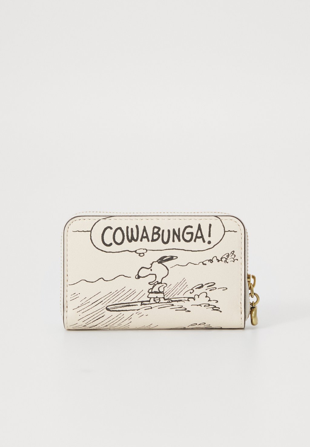 

Кошелек PEANUTS NEWSPAPER PRINT SMALL ZIP AROUND CARD CASE COACH, кремовый
