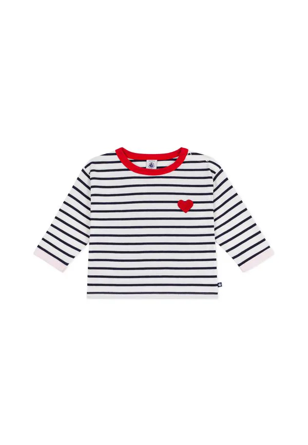 Топ с длинными рукавами Petit Bateau, Marshmallow/Smoking