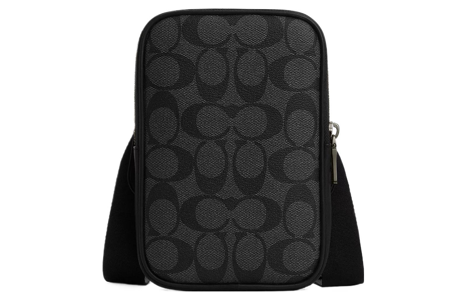 

Сумка через плечо мини унисекс черная COACH из ПВХ с коровьей кожей