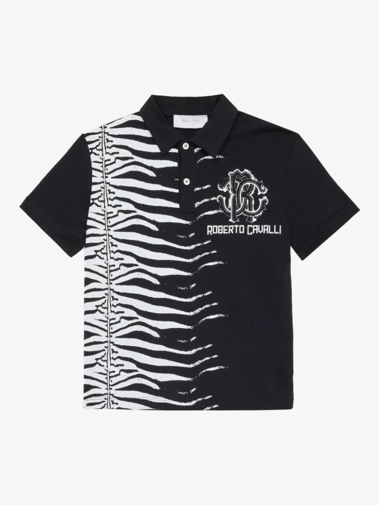 

Футболка-поло из хлопка Roberto Cavalli Junior, черный