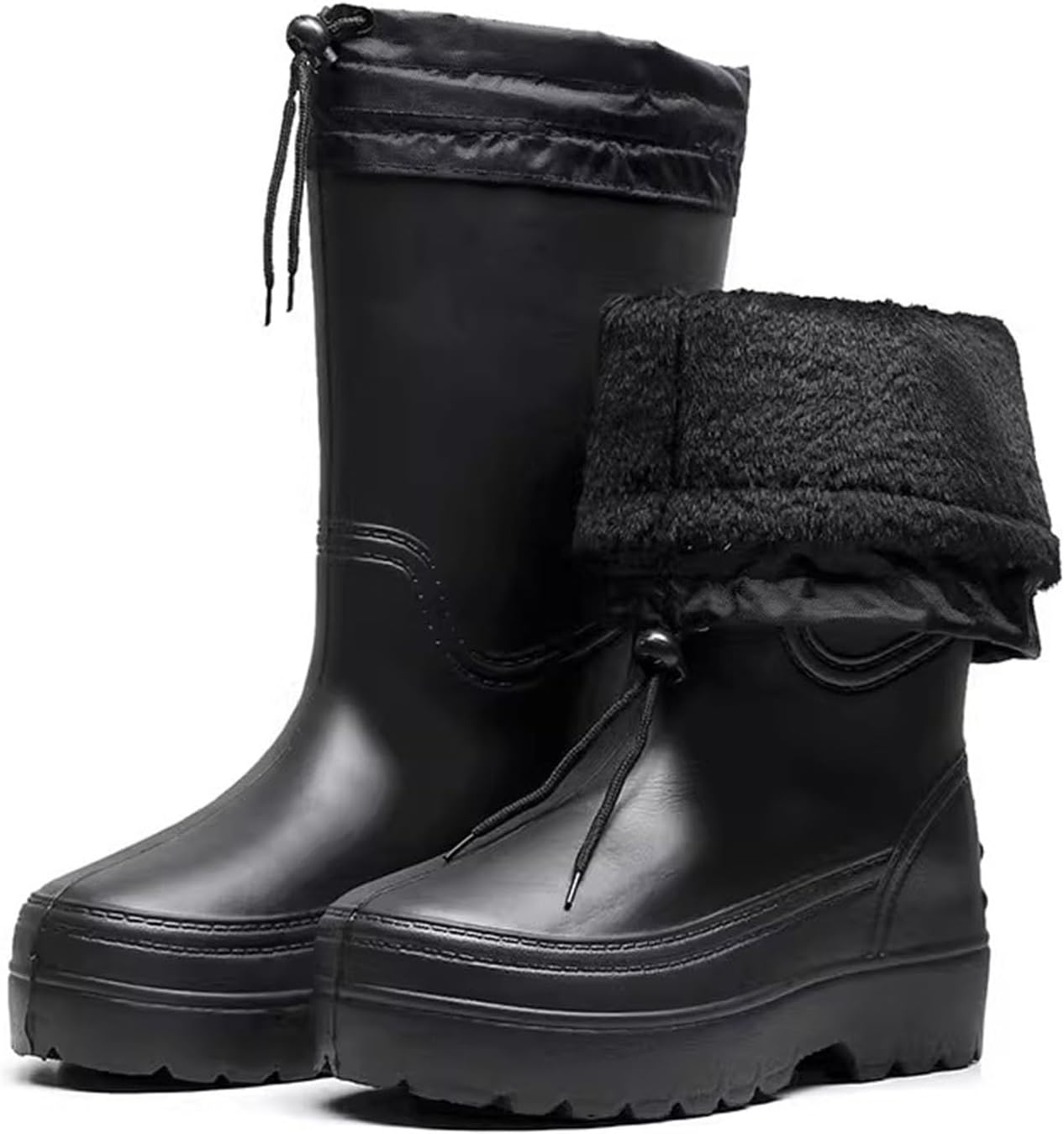 

Мужские водонепроницаемые забродные сапоги BcoMfy до колена для рыбалки, зимние теплые охотничьи ботинки, для кемпинга и мойки автомобиля, 38 см / 38 см, черный