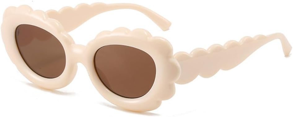 

2027 Модные женские солнцезащитные очки с цветочным рисунком, овальные, в стиле панк, зеркальные, популярные, конфетные оттенки, защита от УФ-излучения UV400 MTZJH, C6beige