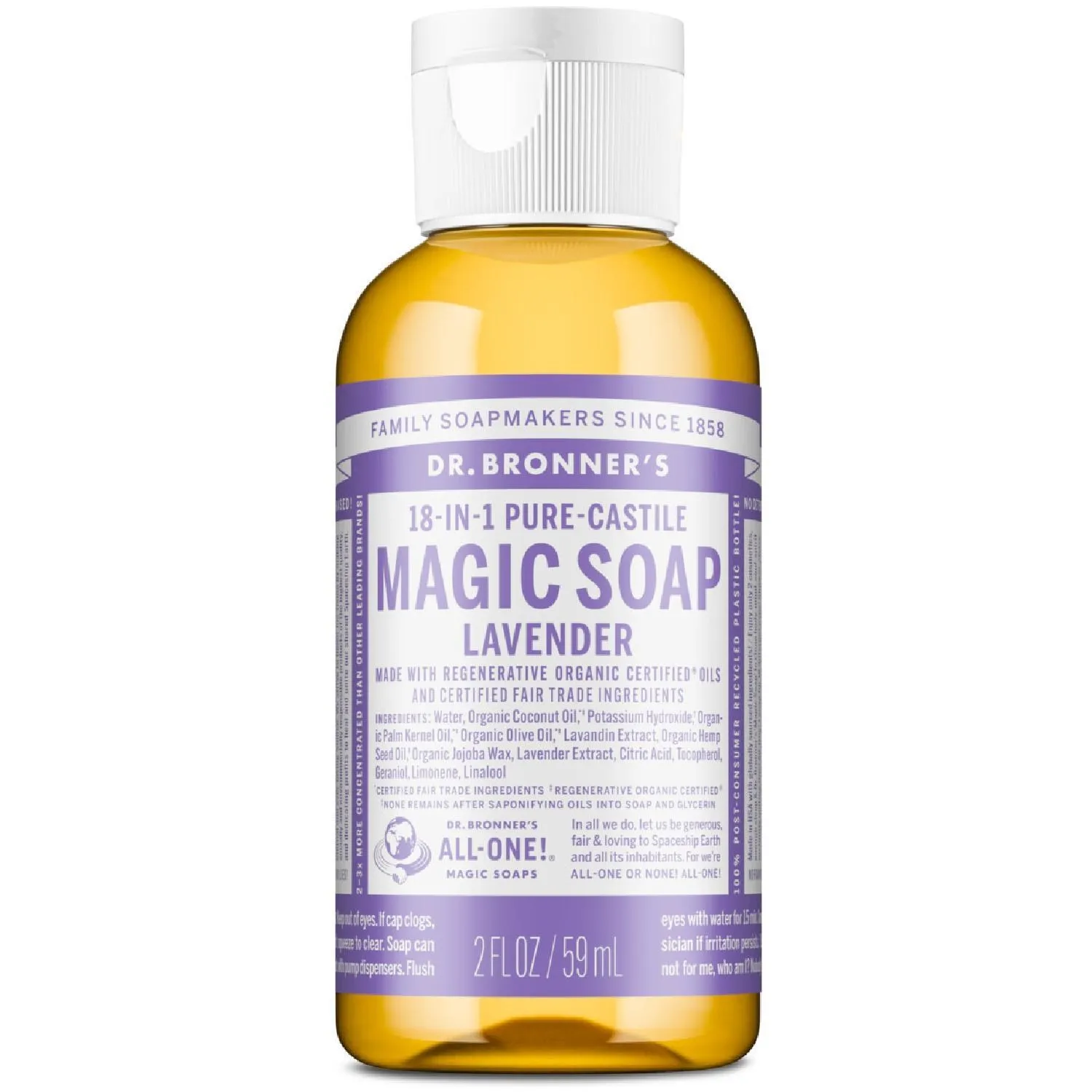 

Органическое жидкое мыло для путешествий Dr. Bronner's, Lavender