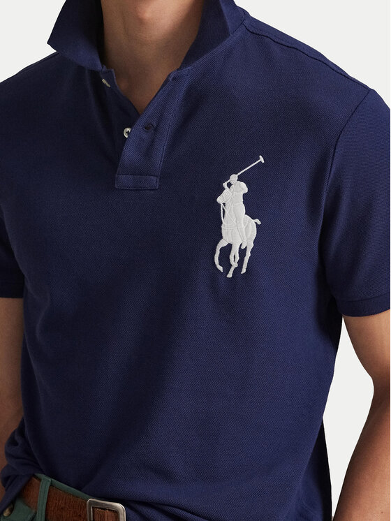 Поло custom slim fit 710688969004 Polo Ralph Lauren, синий — фото 4
