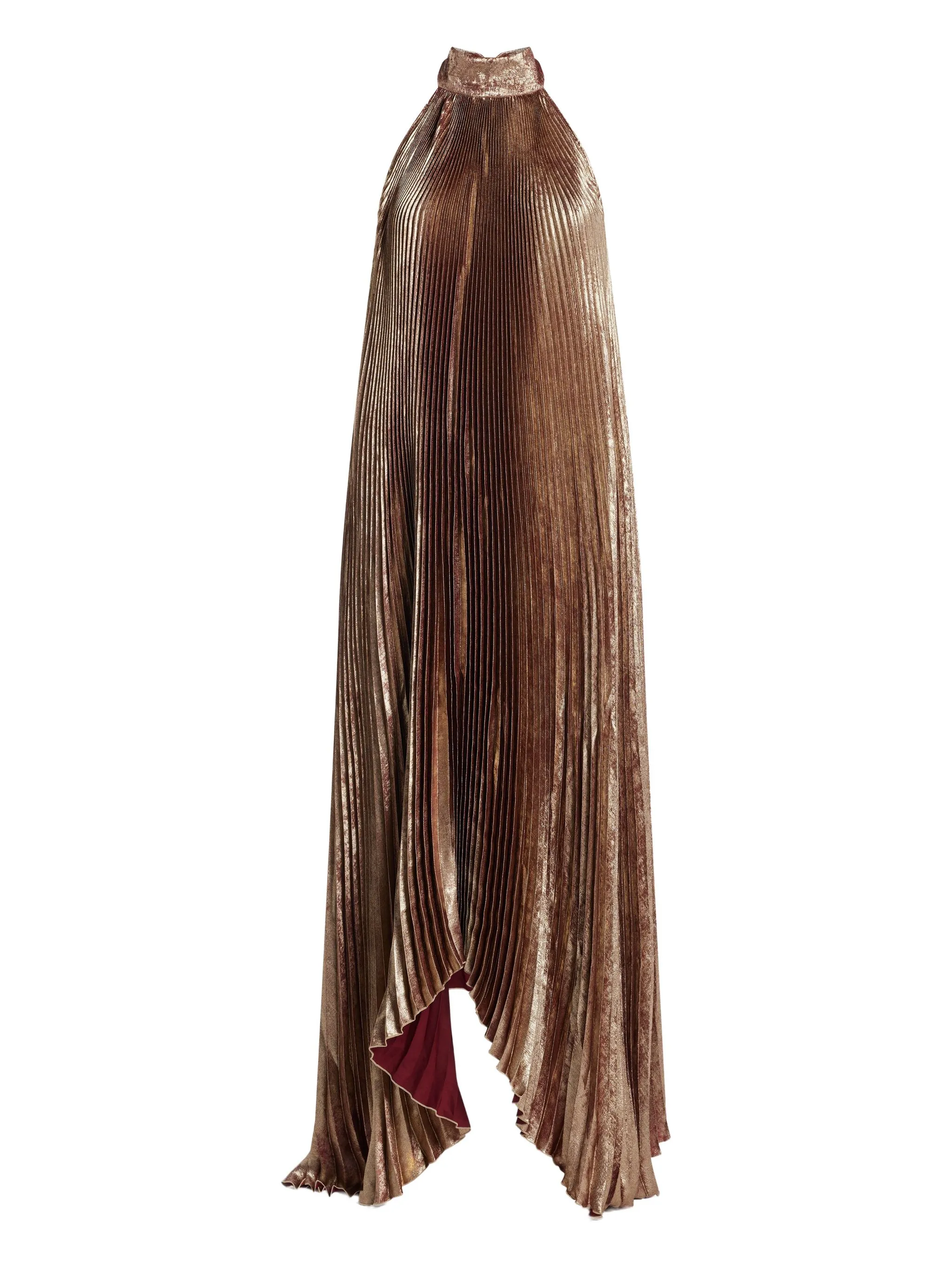 

Плиссированное платье Olympia с вырезом халтер L'Idée, золотистый