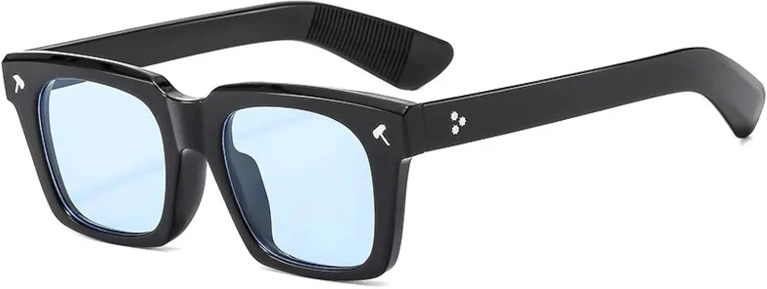 

Ретро солнцезащитные очки для женщин, модные градиентные очки для мужчин, трендовые очки в стиле панк с заклепками, солнцезащитные очки UV400 TKKTLLT, Black Blue