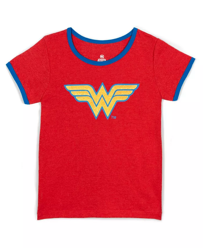 

Футболка с круговыми полосками DC Comics Wonder Woman для девочек Justice League, красный