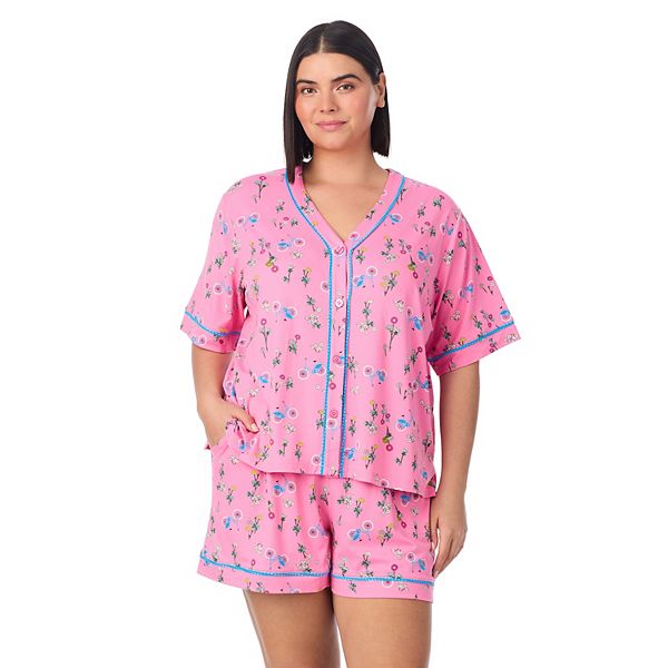 

Пижамный комплект Plus size с коротким рукавом и шортами Cuddl Duds, Pink Bicycle