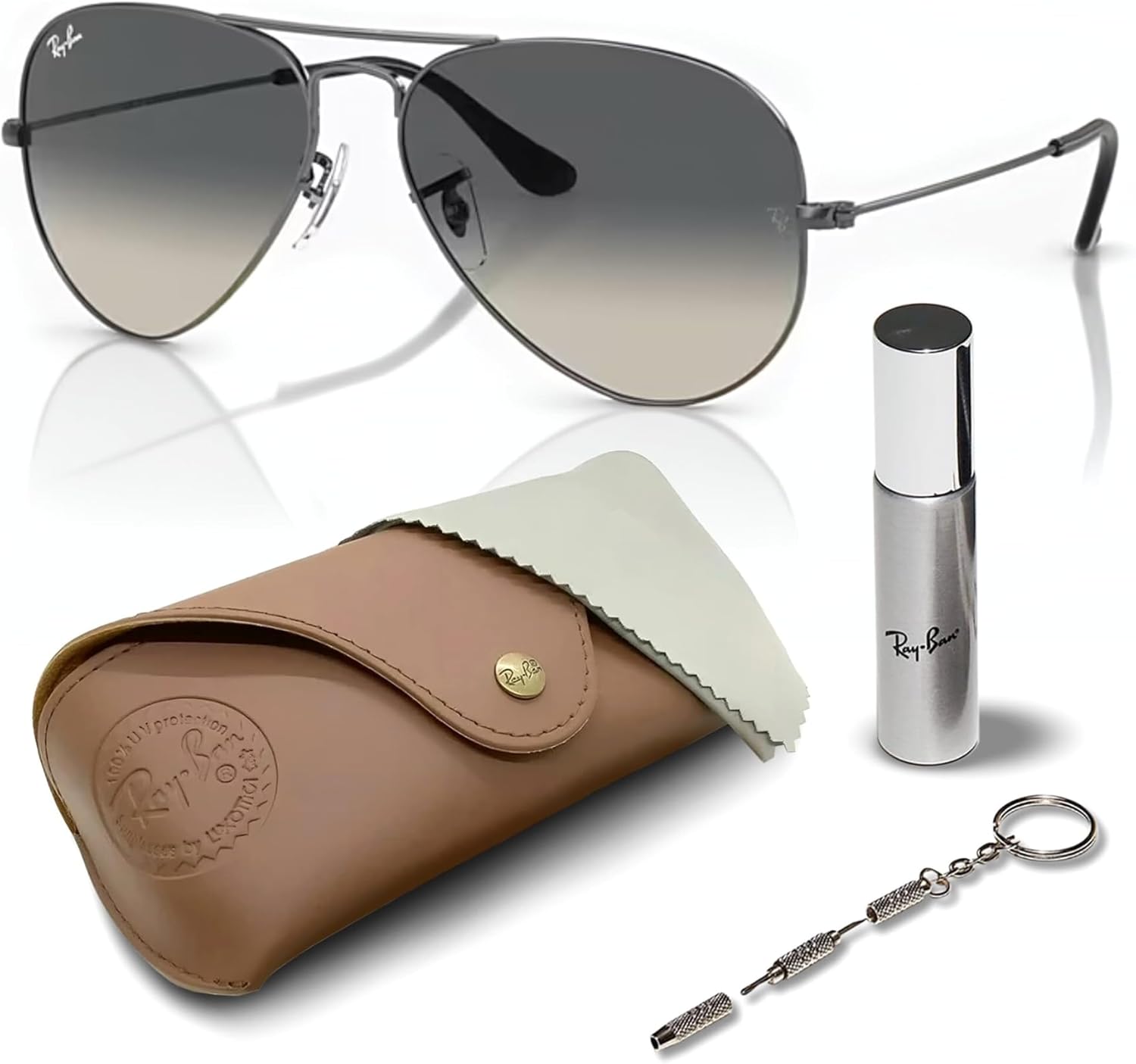 

Солнцезащитные очки Ray-Ban RB3025 AVIATOR GRADIENT в форме «пилот» для мужчин и женщин, в комплекте с официальным набором очков RAYBAN, Polished Gunmetal Frame | Grey Lens