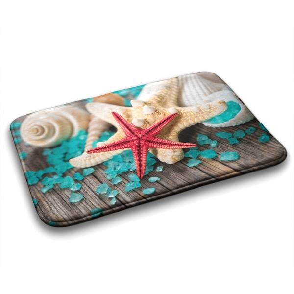 

Коврик для ванной Tulup Seestern Muscheln, 90x1x90 см, бирюзовый