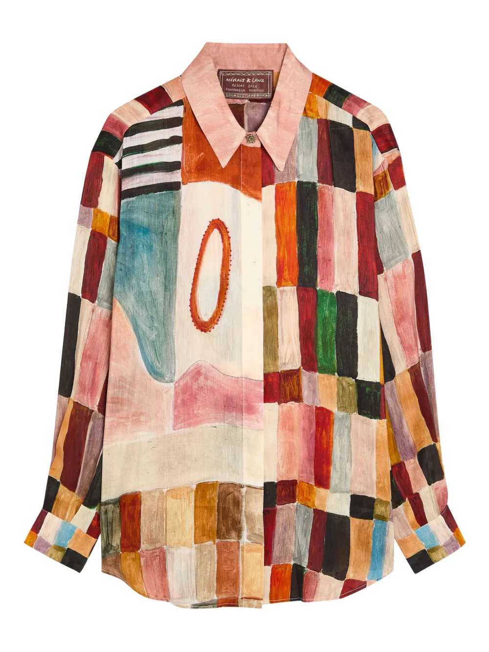 

Рубашка на пуговицах в технике пэчворк ALEMAIS, нейтральный