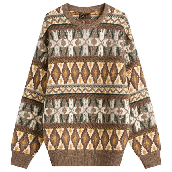 

Джемпер с круглым вырезом в стиле Fair Isle Beams Plus, коричневый